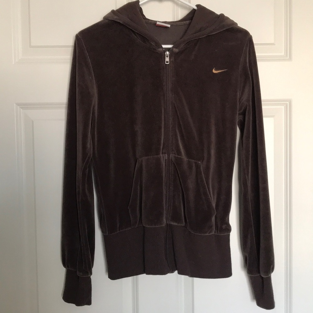 Brown Nike Velour Zip up